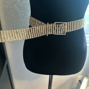 Crystal Rhinestone Silver Waist Belt